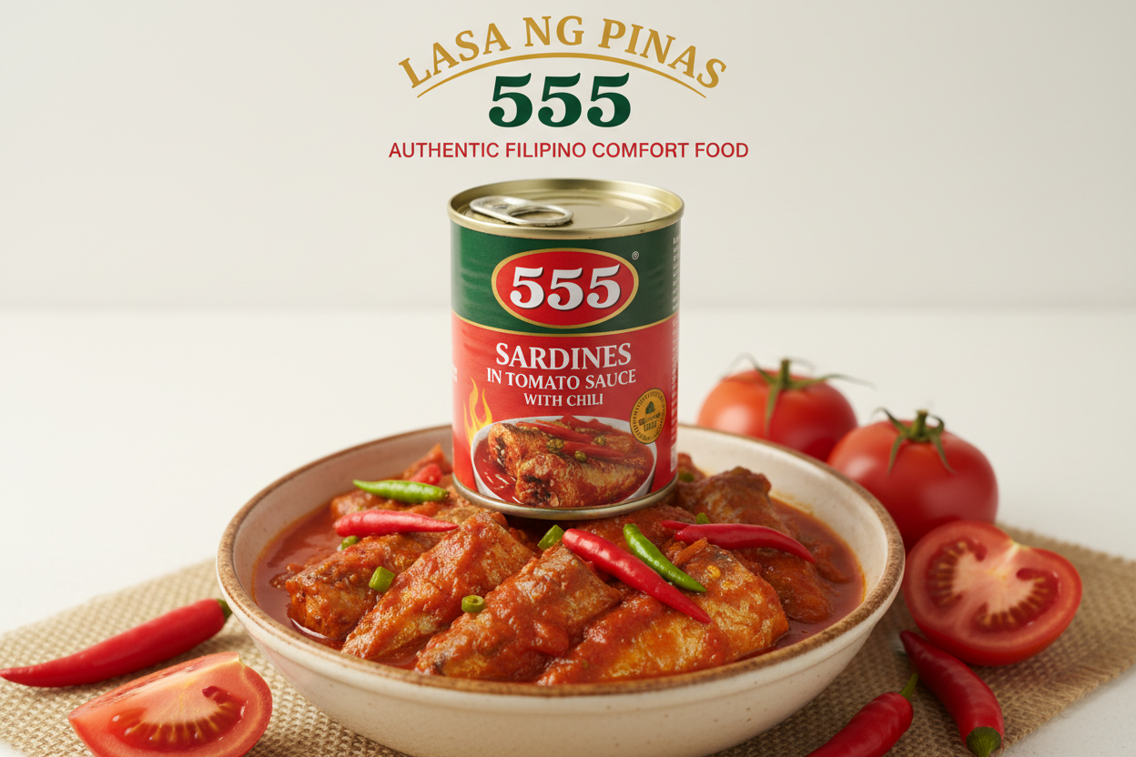 555 Sardines in Tomato Sauce with Chili Banner