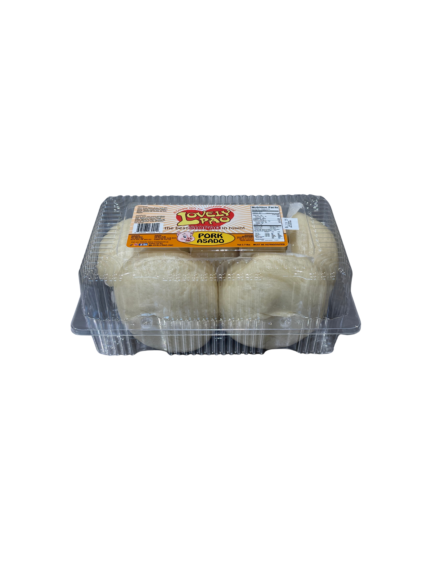 1 Case, Lovely Pao -  Regular Siopao, Pork Asado (12x2.71 lb)