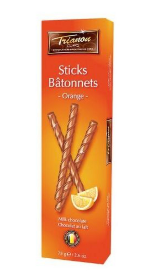 1 Case, TRIANON - 12 Pack, MILK CHOCOLATE ORANGE STICKS, 75g