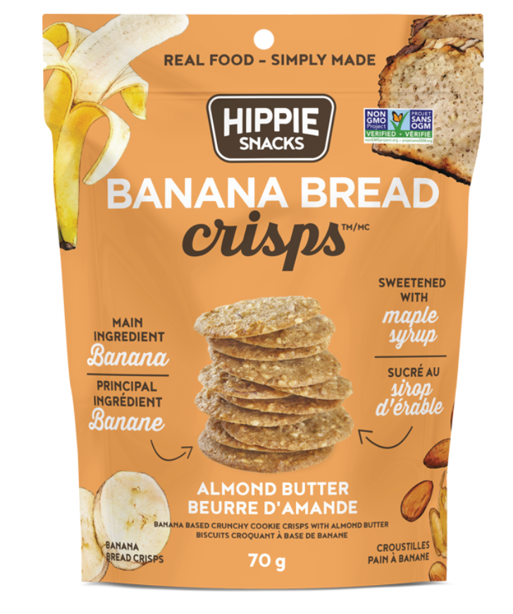 1 Case 12pcs HIPPIE SNACKS  Banana Crisps Almond Butter