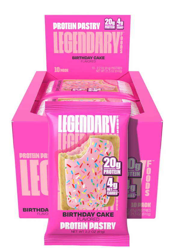 1 Case, Legendary Foods Protein Pastry - Birthday Cake 10x61g