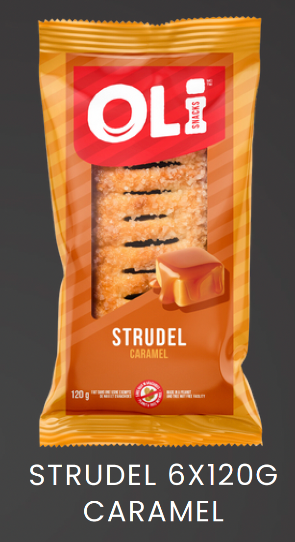 1 Case, OLi Snacks, CARAMEL STRUDEL (10x6x120G) - PAL# VPQC-OLI-004