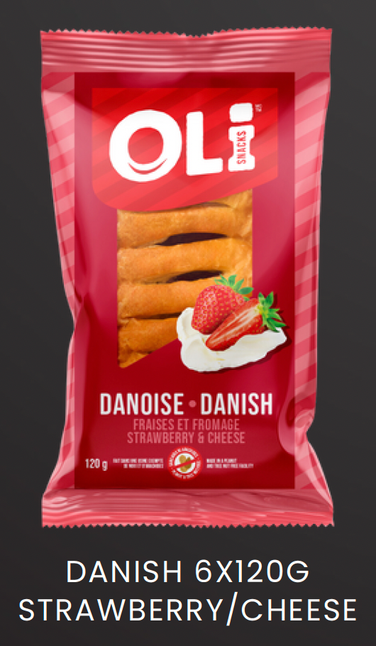 1 Case, OLi Snacks - DANISH STRAWBERRY/CHEESE (10x6x120G) - PAL# VPQC-OLI-007
