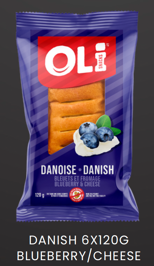 1 Case, OLi Snacks - DANISH BLUEBERRY/CHEESE (10x6x120G) - PAL# VPQC-OLI-008