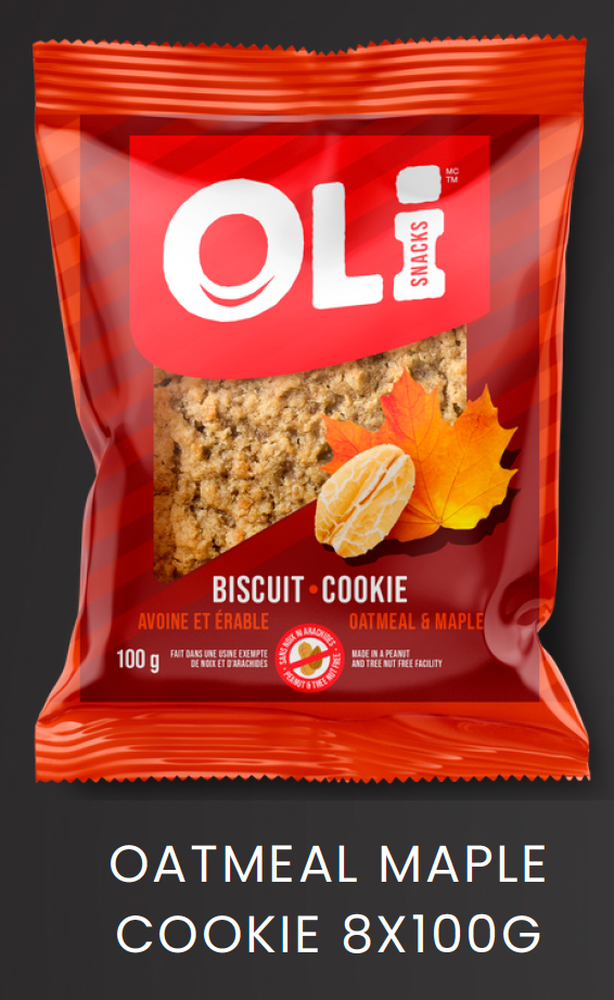 1 Case, OLi Snacks - OATMEAL MAPLE COOKIE (10x8x100G) - PAL# VPQC-OLI-0011