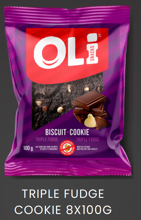 1 Case, OLi Snacks - TRIPLE FUDGE COOKIE (10x8x100G) - PAL# VPQC-OLI-0013
