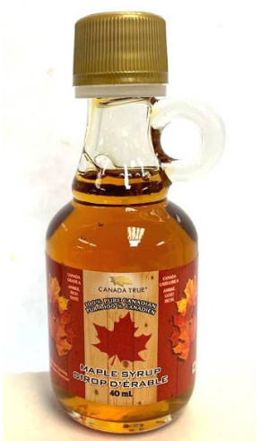 1 Case, Canada True Maple Syrup 40 ml., Small maple syrup glass bottle - PAL# PALTRL40