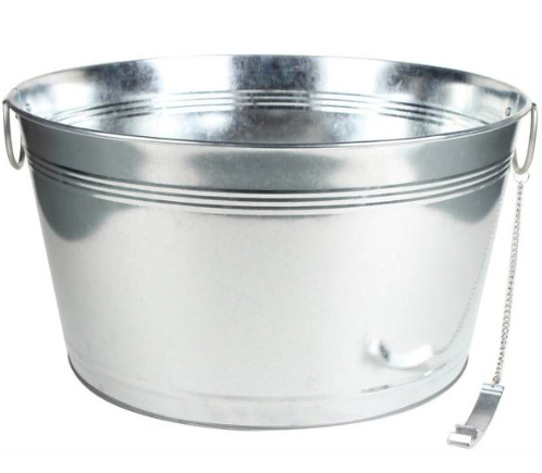 1 Case, Galvanized round beer bucket with handles and bottle opener 20"Dx11"H - PAL# PALC130ROP
