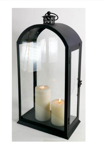 1 Case, 4pcs, Large Black Arched metal & glass lantern 10"x7"x21"H *Candle Excluded - PAL# PALC145T20