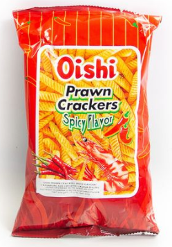 1 Case, Oishi Prawn Crackers Spicy 50/60g upc 14800194105962