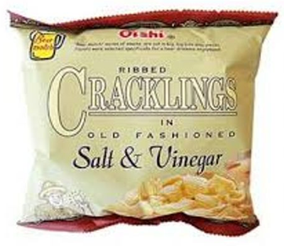 1 Case, Oishi Ribbed Crackling Salt & Vinegar 50/50g upc 4800194101134
