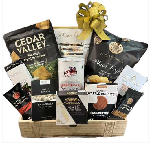 Metal-Trimmed Wood Box Gift Basket Kit - 12 Piece Case | Hinged Lid Gourmet Box Assembly Kit