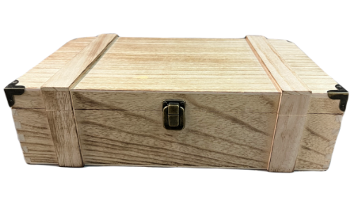 Metal-Trimmed Wood Box Gift Basket Kit - 12 Piece Case | Hinged Lid Gourmet Box Assembly Kit