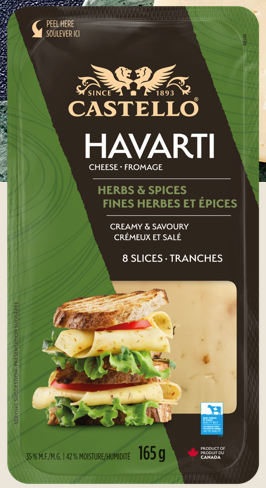 Arla Herbs & Spice Havarti Slices - 1 Case (12 x 165g)
