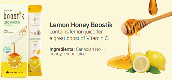 Lemon Boostik Honey Sticks - 1 Case (20 Packs, 200 Sticks Total)