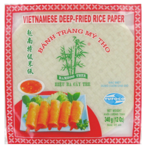 Bamboo Tree Round Rice Paper for Deep Frying - 1 Case (44 x 340g, 22cm)
