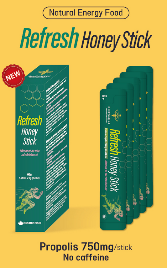 Refresh Honey Sticks with Propolis - 1 Case (12 Packs, 60 Sticks Total)