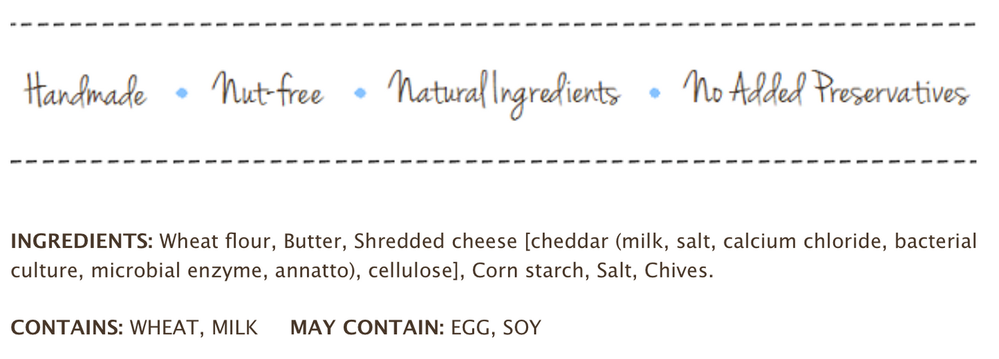 Cookie It Up Cheddar & Chive Savoury Shorts - 1 Case (6 x 90g)