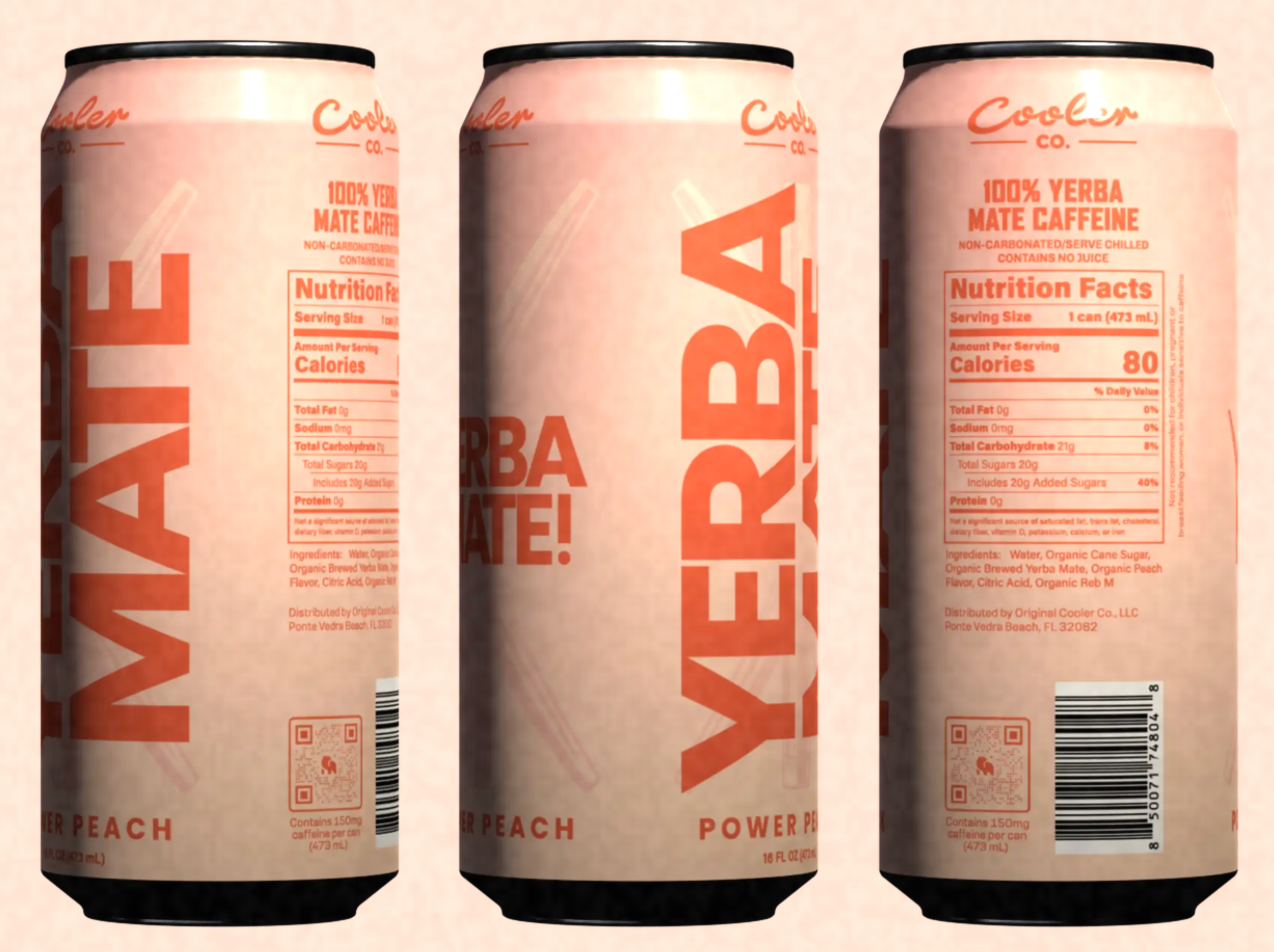 COOLER CO. Yerba Mate Power Peach - 1 Case (12 x 473ml)