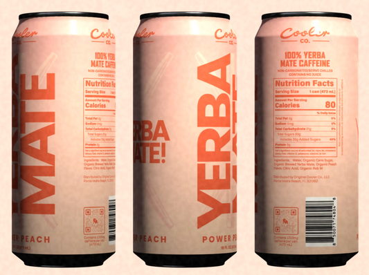 COOLER CO. Yerba Mate Power Peach - 1 Case (12 x 473ml)