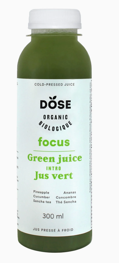 DOSE, Cold Pressed Organic Juice - FOCUS,  1 Case (6 x 300ML)