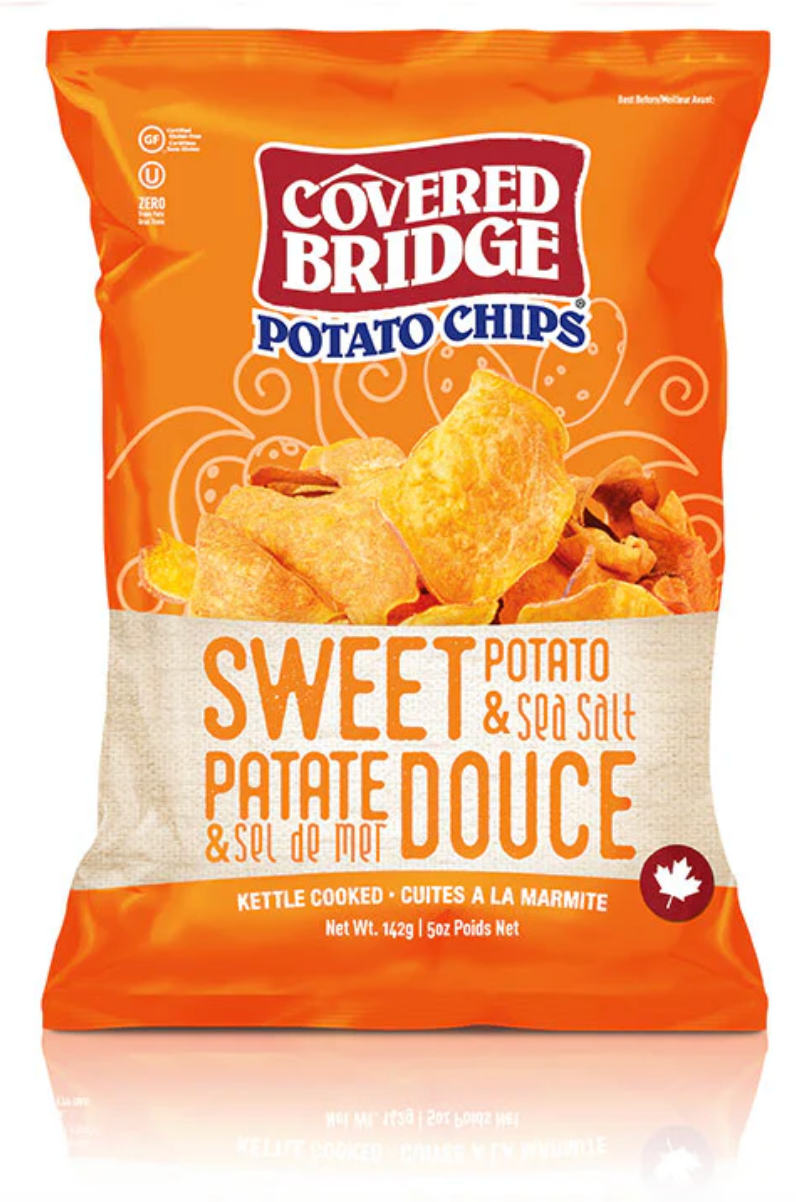 1 Case - Covered Bridge, 12 Pack - Sweet Potato & Sea Salt Chips, 142G