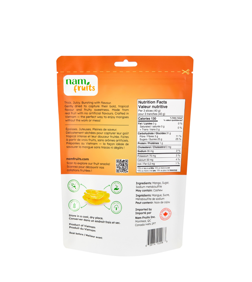 Nam Fruits Dried Mango Slices 180g (Case of 15)