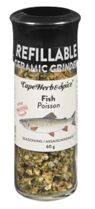 Cape Herb & Spice Fish Seasoning Grinder, 60G - Wholesale Case of 6