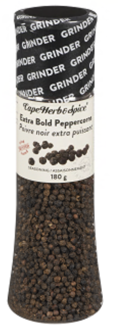 Cape Herb & Spice Extra Bold Peppercorns Giant Grinder, 180G - Wholesale Case of 6