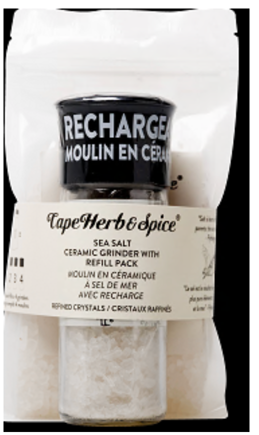 Cape Herb & Spice, Sea Salt Ceramic Grinder With Refill Pack, 605G - Wholesale Case of 6