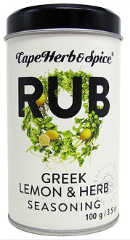 Cape Herb & Spice Greek Lemon & Herb Seasoning Rub Shaker, 100G - Wholesale Case of 6