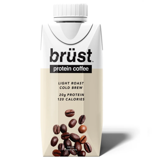 Brüst Light Roast Cold Brew Protein Coffee – 3 × 4-Pack, 330 mL Case