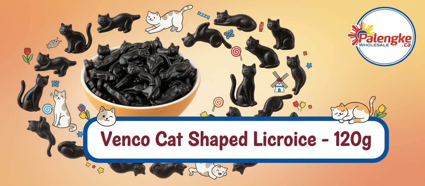 1 Case - VENCO, 12 Pack - CAT SHAPED LICORICE - 120g