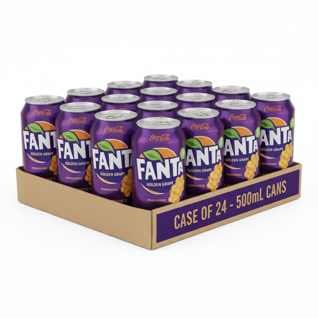 Fanta Golden Grape 500ml cans, case of 24