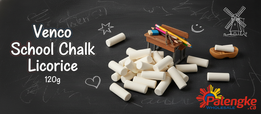 1 Case - VENCO, 12 Pack - SCHOOL CHALK SHAPED LICORICE - 120g